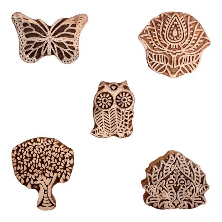Set of 5 Piece New Mix Wooden Printing Block